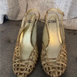Stuart Weitzman Tan Woven Heels